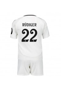 Fotbalové Dres Real Madrid Antonio Rudiger #22 Dětské Domácí Oblečení 2024-25 Krátký Rukáv (+ trenýrky)